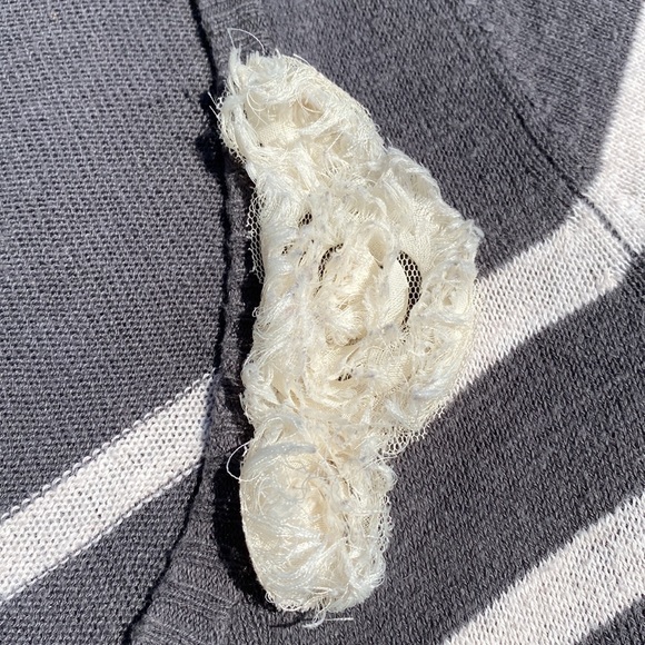 Striped Gray and Cream Button Up Cardigan - Picture 3 of 6